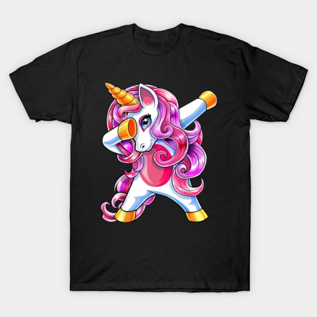 Dabbing Unicorn Birthday Shirt Girls Cute Unicorn T-Shirt by Xizin Gao